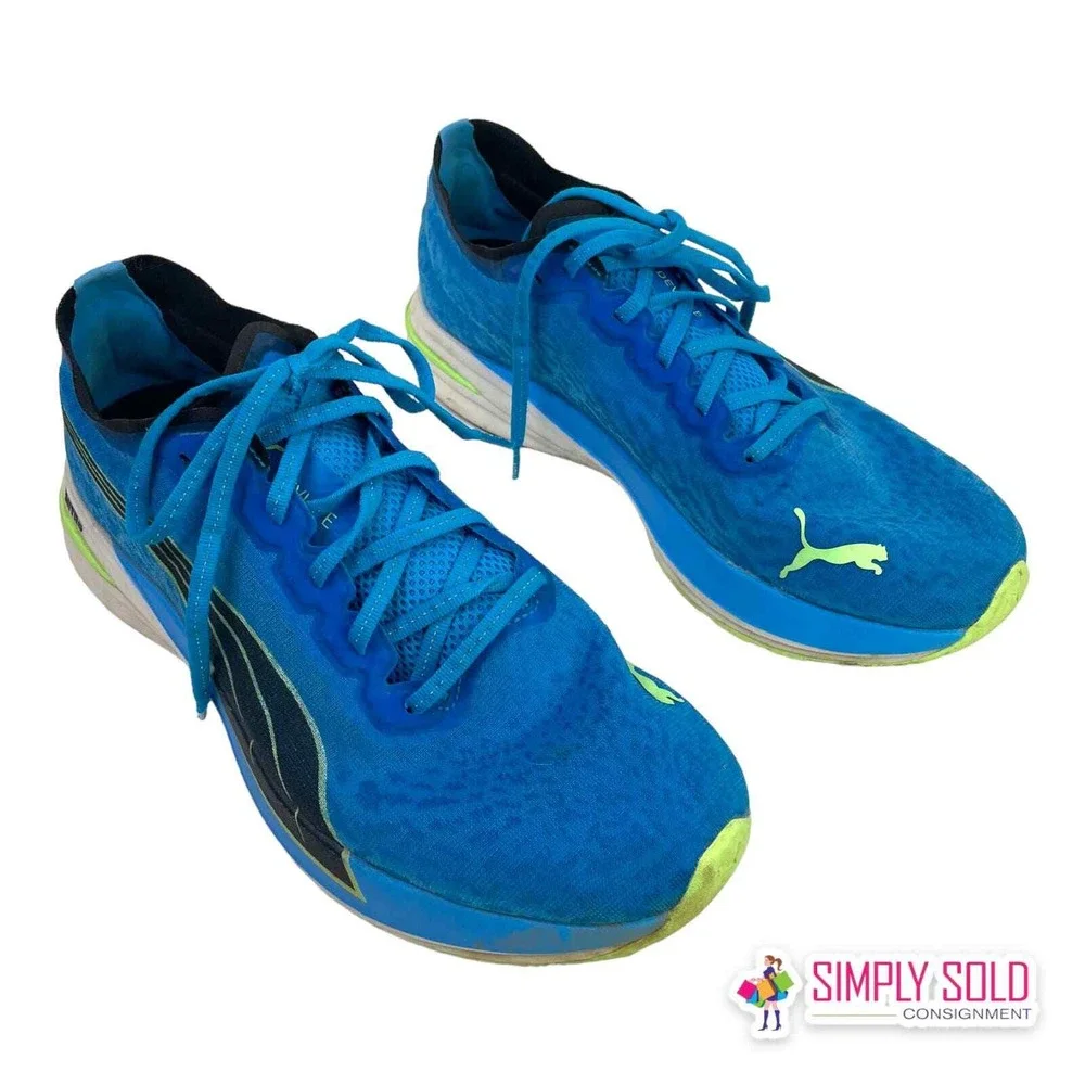 Puma‎ Deviate Nitro Wildwash Running Shoes Mens 11 Blue Mesh Lace Up Sneakers